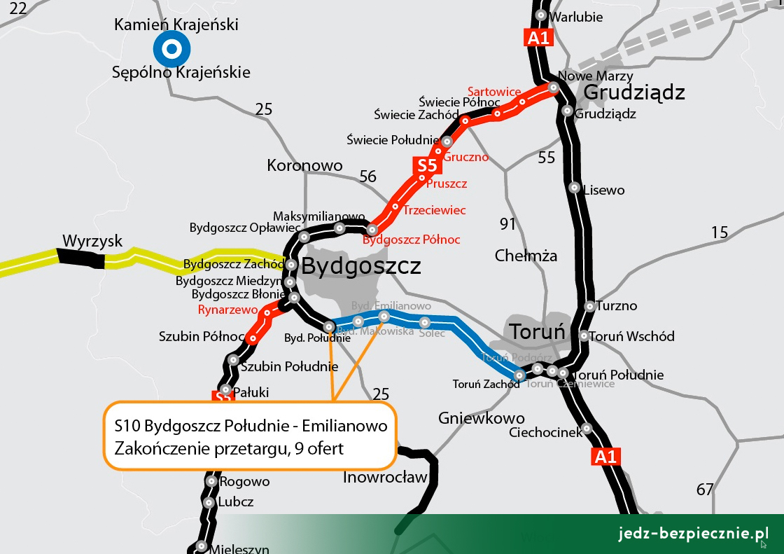 Polskie drogi - oferty na S10 Bydgoszcz - Emilianów